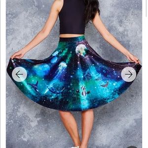 Blackmilk GALACTIC OCEAN VELVET MIDI SKIRT - LIMITED